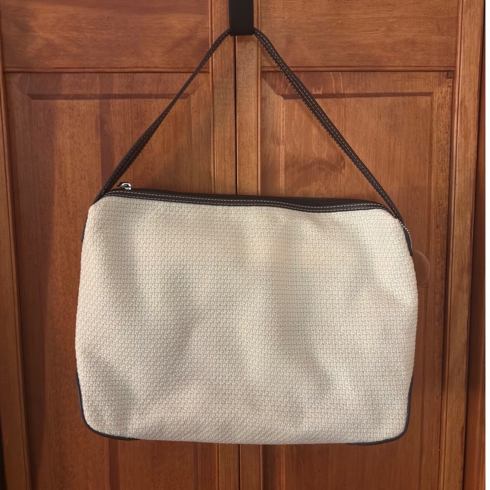 Stone Mountain Shoulder Bag Women Medium Cream Brown EUC Woven Ladybug Charm - Picture 3 of 12